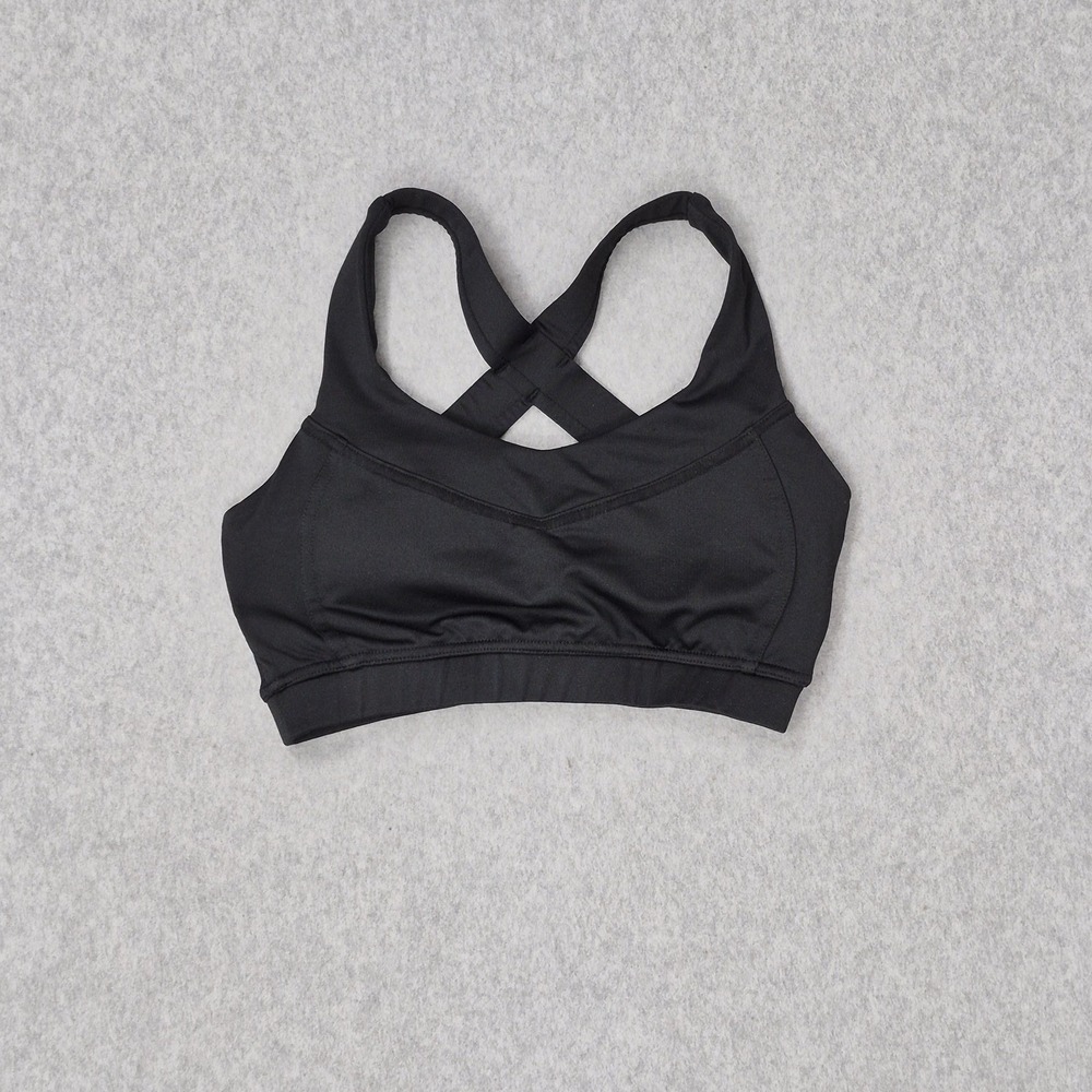 HYLETE Women Sports Bra Small Black Wireless Crossback Pullover
